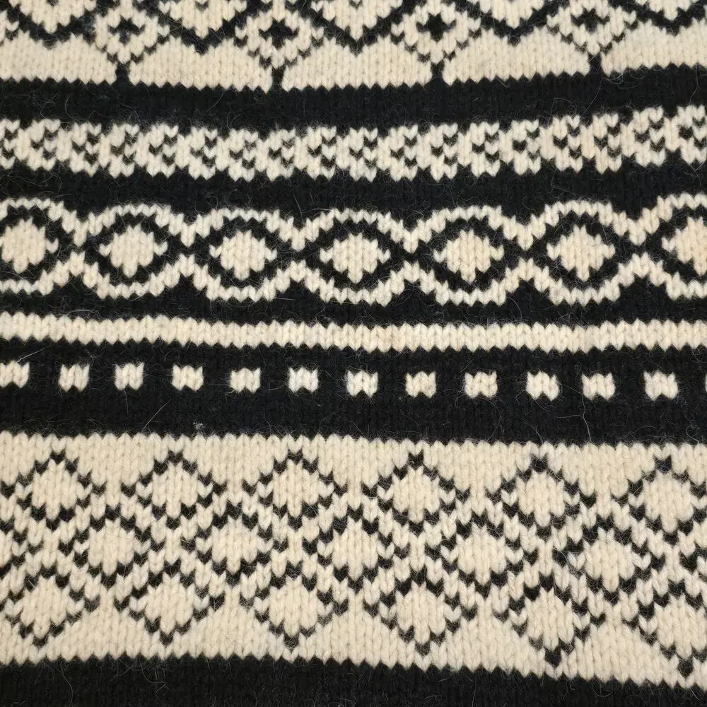 Vintage Eddie Bauer Mens Sweater L Blk Ivy Fair Isle Nordic Wool Angora Gorpcore